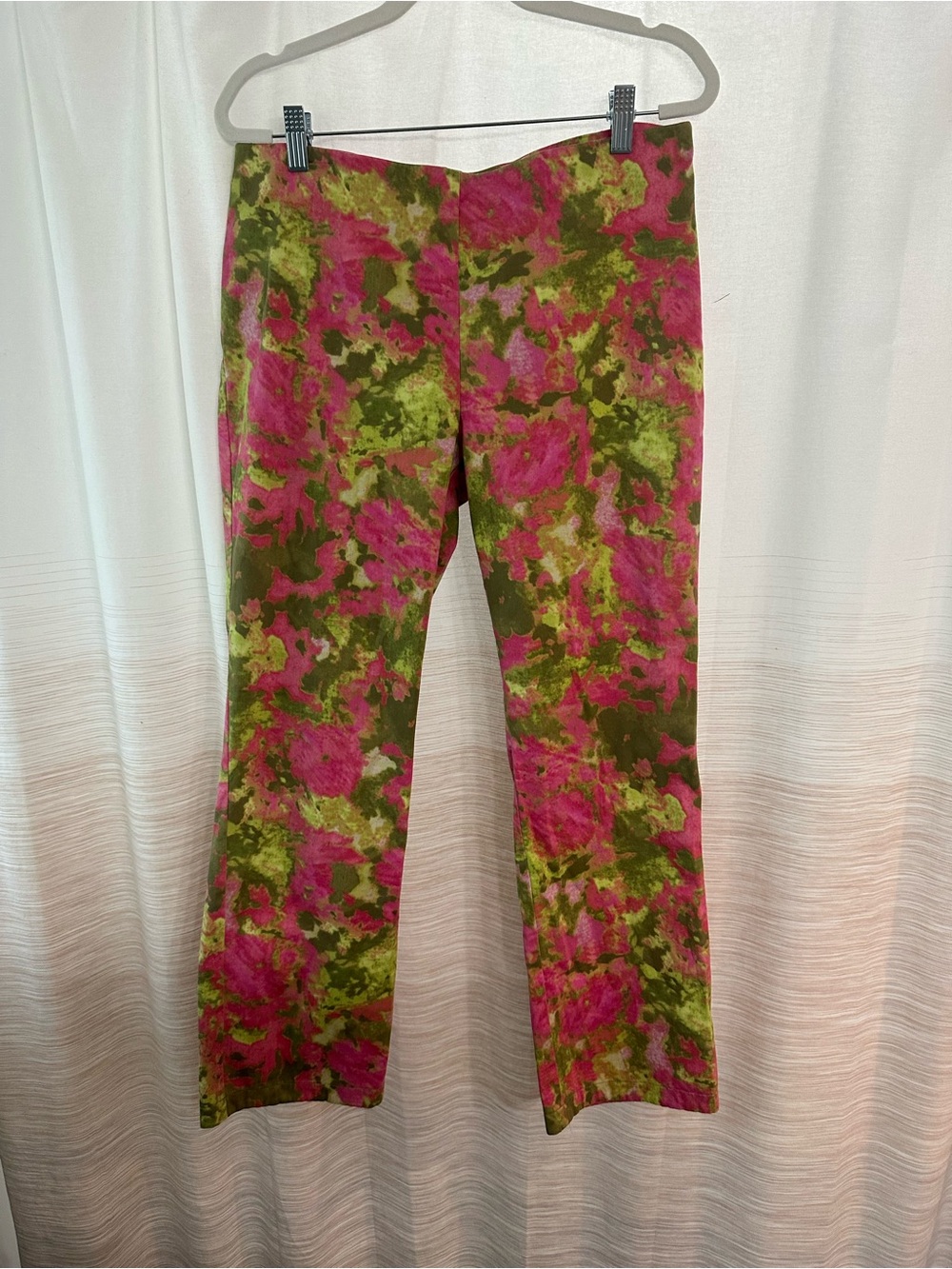 Vintage Sigrid Olsen Pink & Green Floral-Print Cropped Pants Size 8